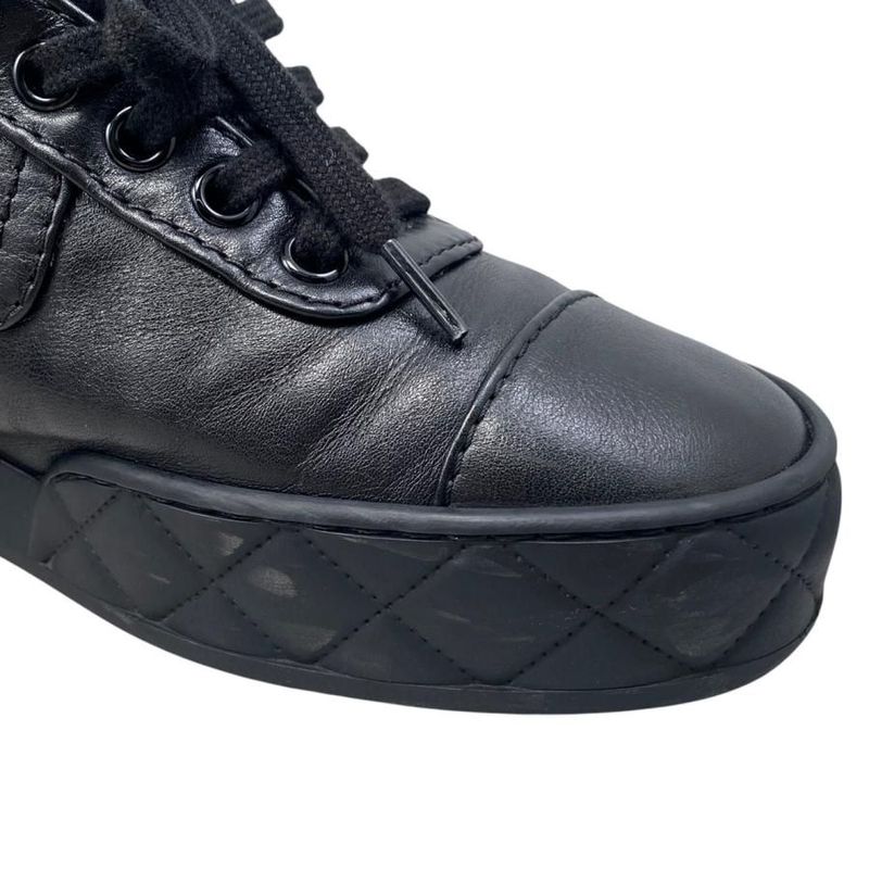 Chanel Sneakers Velcro High Cut G45110 36 Size Matelasse Coco Mark Logo Black