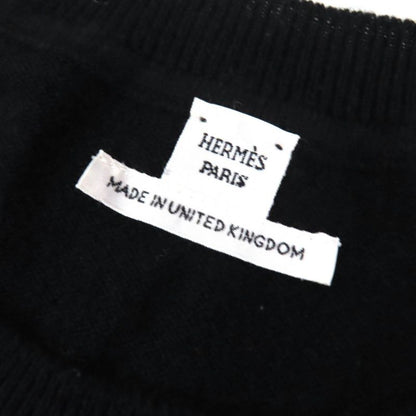 Hermes 22SS 100% Cashmere Argyle Pattern Long Sleeves Knit Sweater Black White