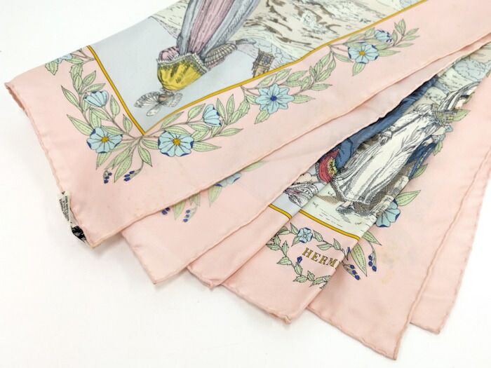 Hermes Carre 90 Scarf Costumes DES Departements Department Costume Silk Pink