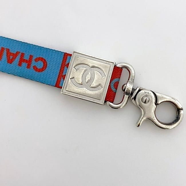 Chanel Neck Strap Blue Red Sport Ec20202 Excellent Condition