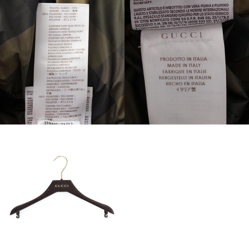 Gucci Beaver Fur Ggleather Patch Belted Down Coat Outerwear 319495 Black 36