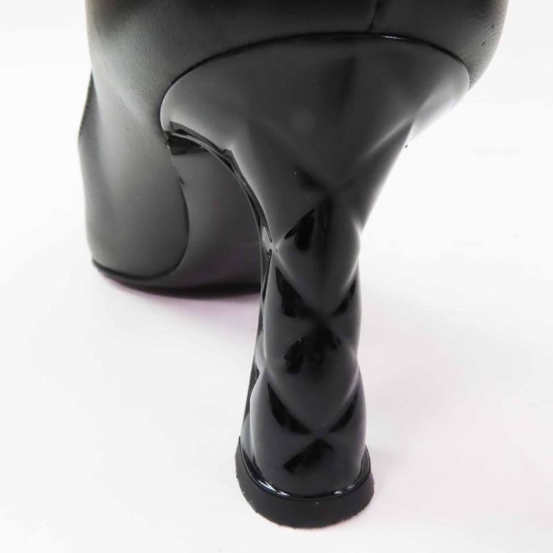 CHANEL G40154 Matelasse Heels Coco Mark Stitching Leather Pumps Black 36 With