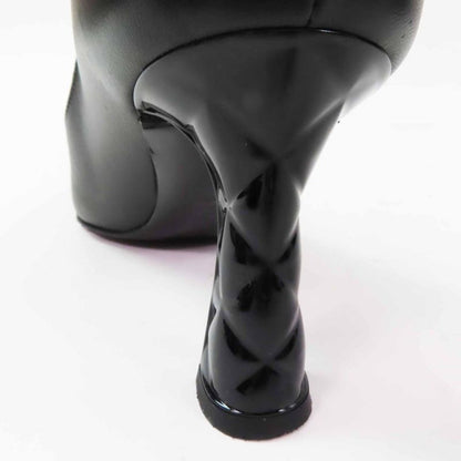 CHANEL G40154 Matelasse Heels Coco Mark Stitching Leather Pumps Black 36 With