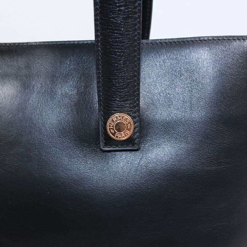 Hermes Sorbonne 35 Box Calf Black Tote Bag Gold