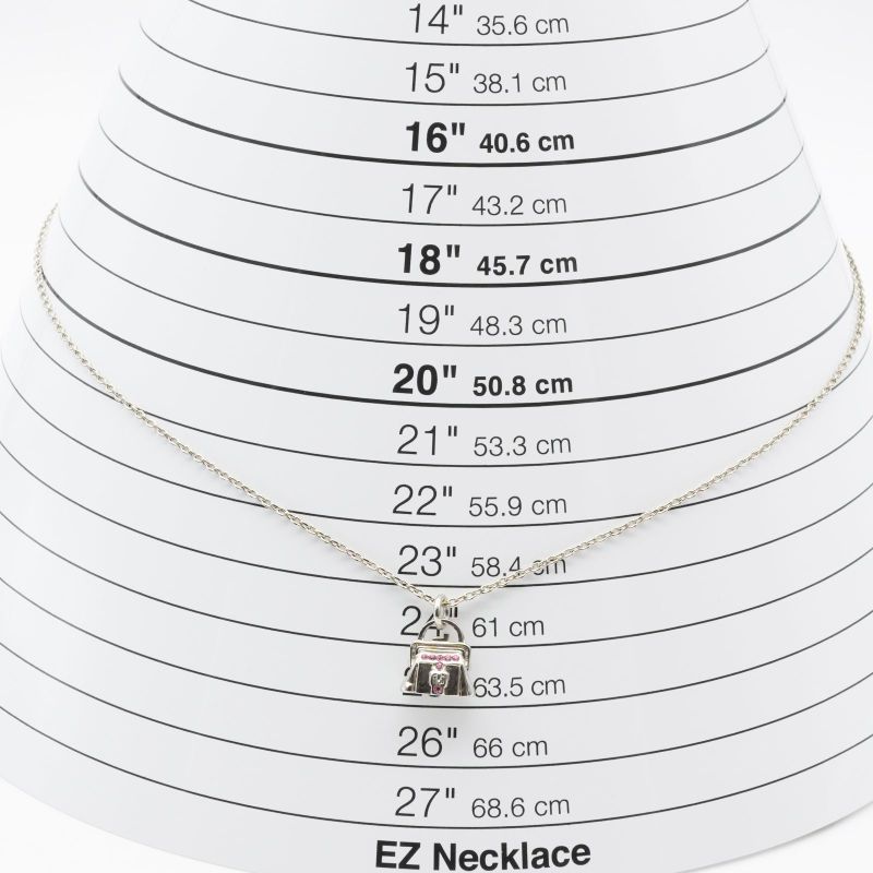 Celine Bag Shape Necklace Silver Pink Stone Bag 24-4636