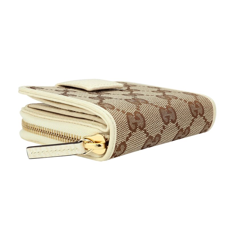 Gucci Bifold Wallet In GG Canvas Beige/white