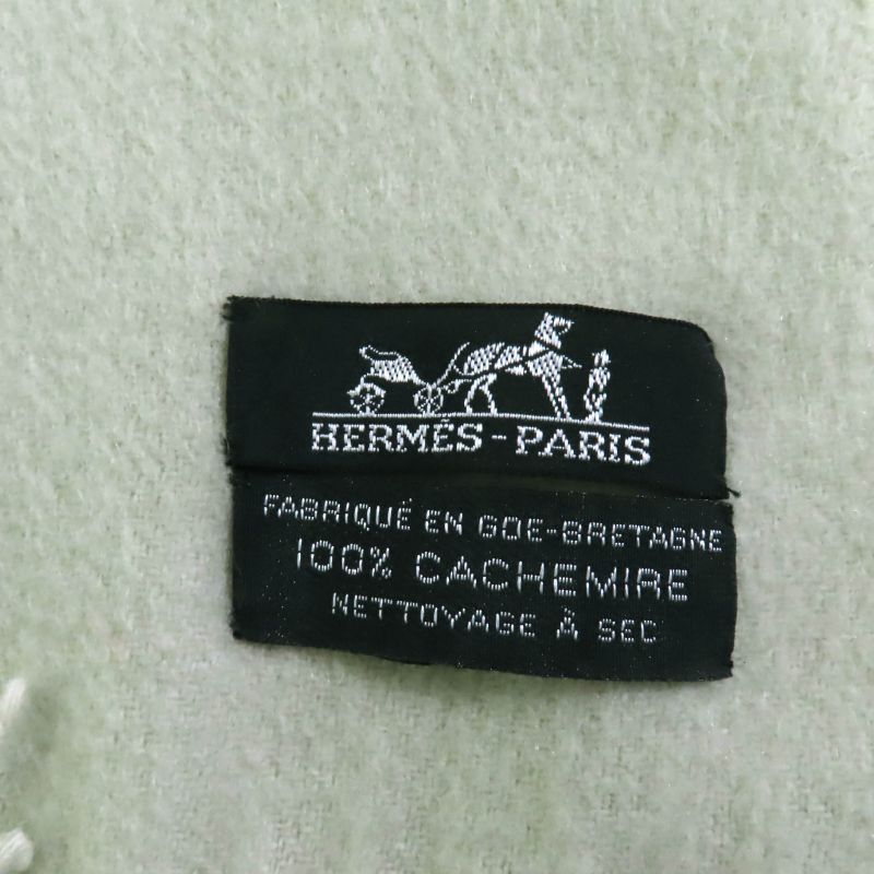 Hermes 100% Cashmere Logo Embroidered Fringed Extra-large Stole Shawl