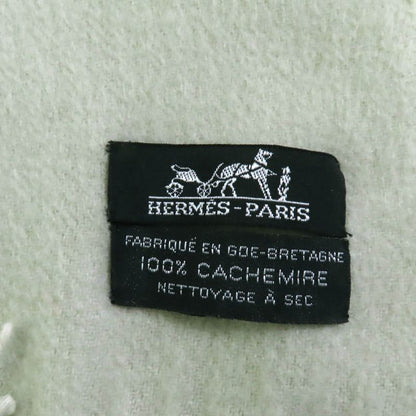 Hermes 100% Cashmere Logo Embroidered Fringed Extra-large Stole Shawl