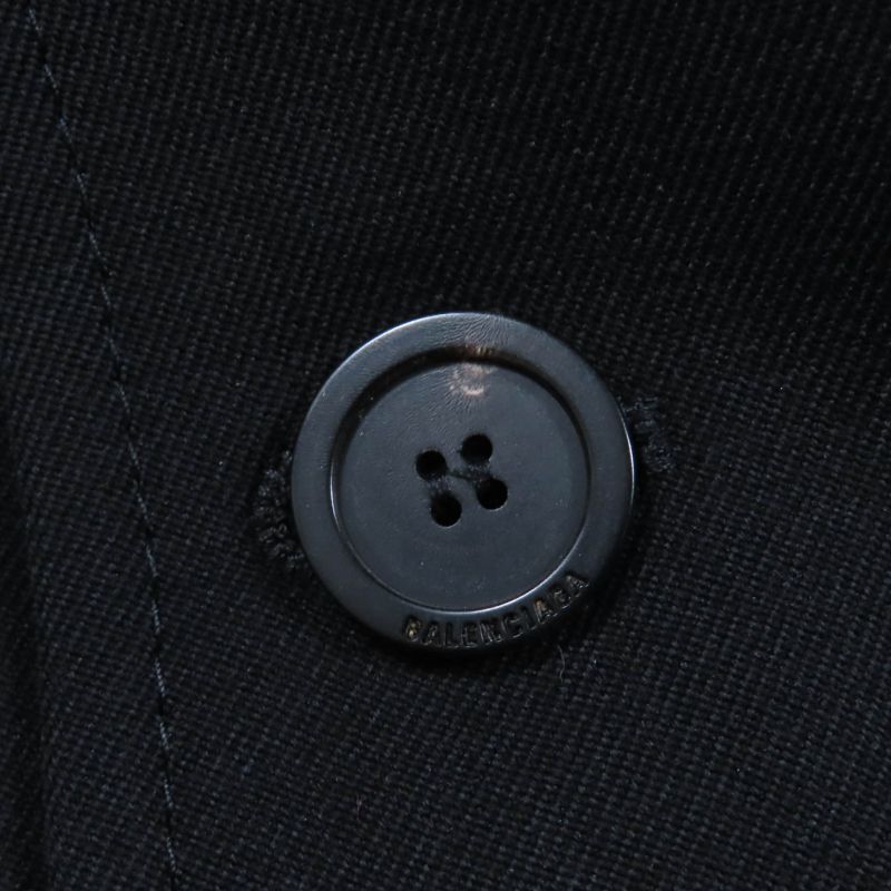 Balenciaga 623044 100% Wool Power Shoulder Tailored Jacket Black 34 Hanger Made