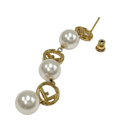 Fendi F Is Earrings Earring Gold Rhinestone Pearl