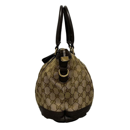 Gucci Handbag Sookie GG Pattern 247902 Dark Brown And Beige Leather