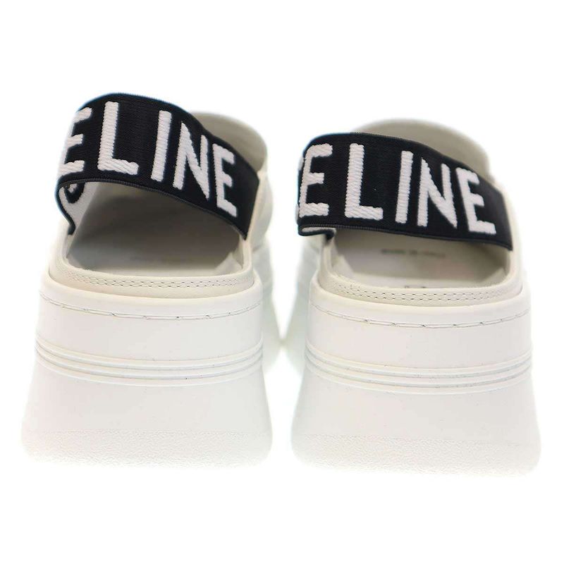 Celine Block Wedge Mule Sandals White 36