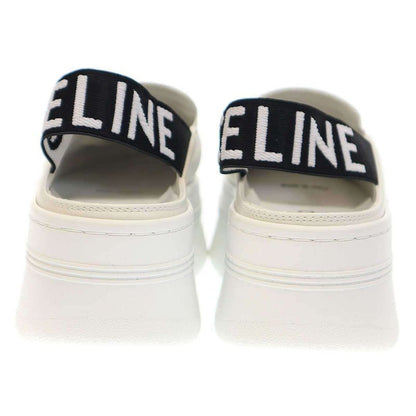 Celine Block Wedge Mule Sandals White 36