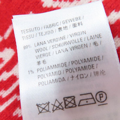 Balenciaga 583121 Virgin Wool Large Shawl Scarf With Logo Pattern Red Ivory S