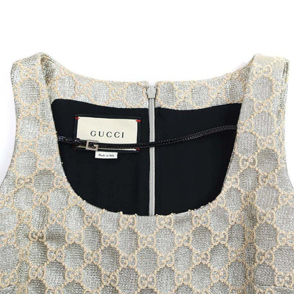 Gucci GG Lamé Sleeveless Dress 622982 Zad0i Silver 38