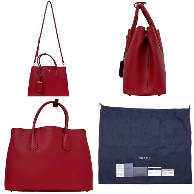 Prada 2 Way Bag Red Fuoco CUIR Bn2775 Excellent Condition