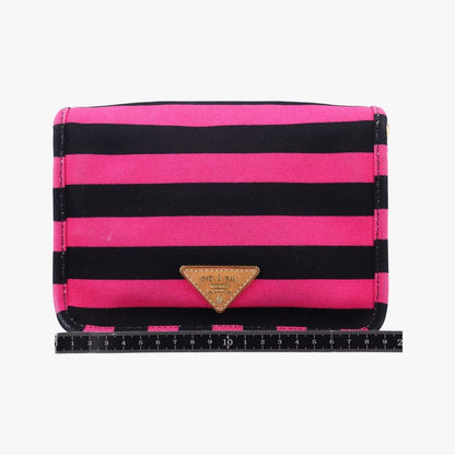 Prada Canapa Ligue Black And Brown And Pink Canvas Bt07857/b