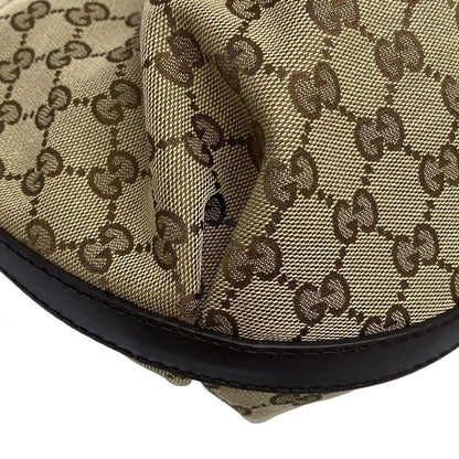 Gucci Tote Bag GG Pattern Scarlet 269953 Beige And Dark Brown Leather