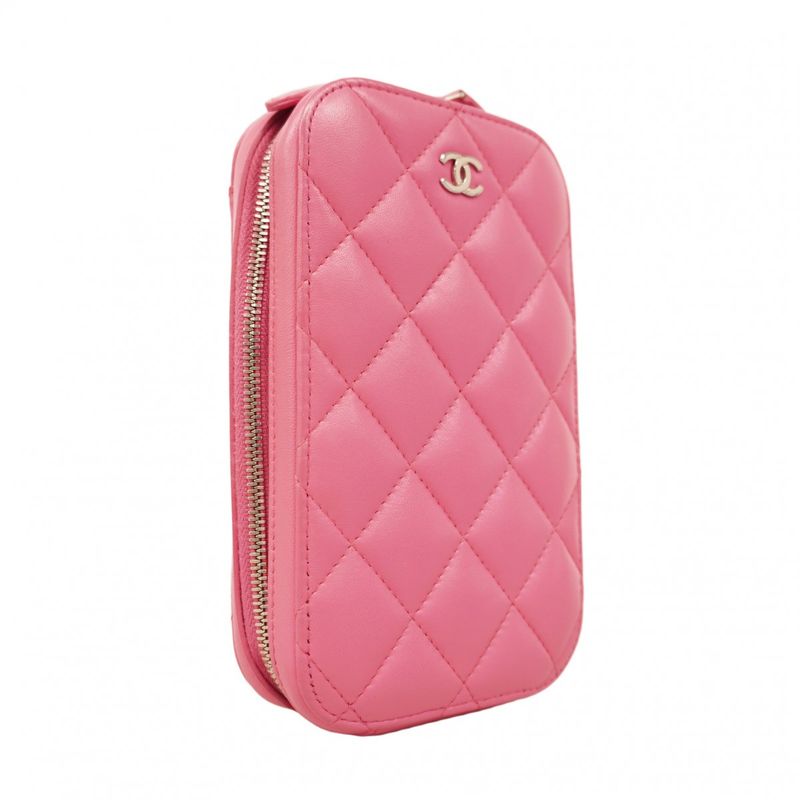 Chanel Shoulder Bag Matelasse Lambskin Pink Silver Hardware Women