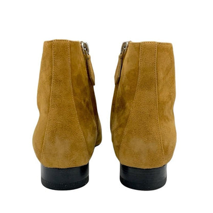 Hermes Boots Short Boots Shoes Suede Brown Silver Hose