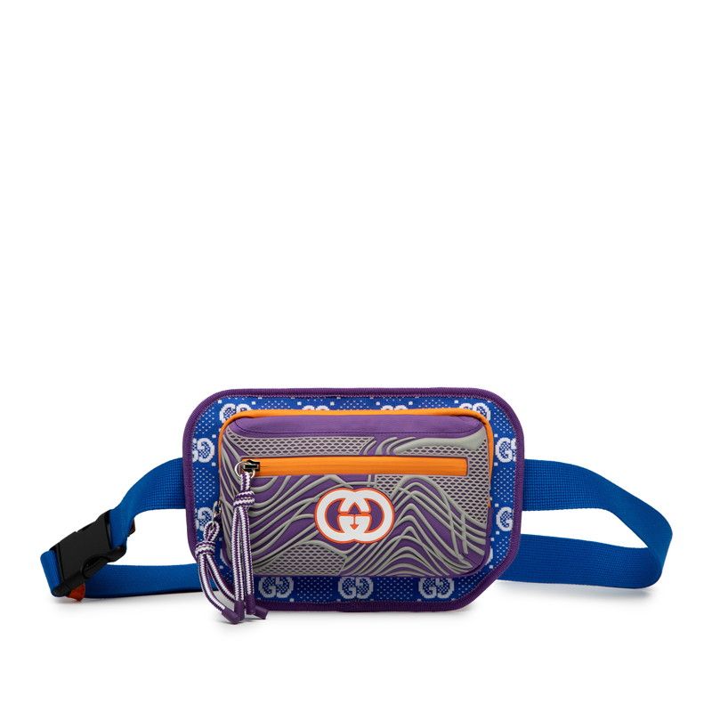 Gucci GG Nylon Belt Bag Body Bag Waist Bag 752102 Blue Purple Orange Nylon