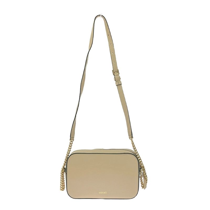 Versace Leather Virtus Chain Shoulder Bag Beige 412403 Shoulder Bag