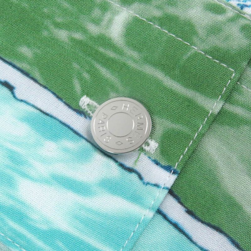 Hermes 100% Cotton Tatersale Remix Bis Total Pattern Sleeve Serie Button Long