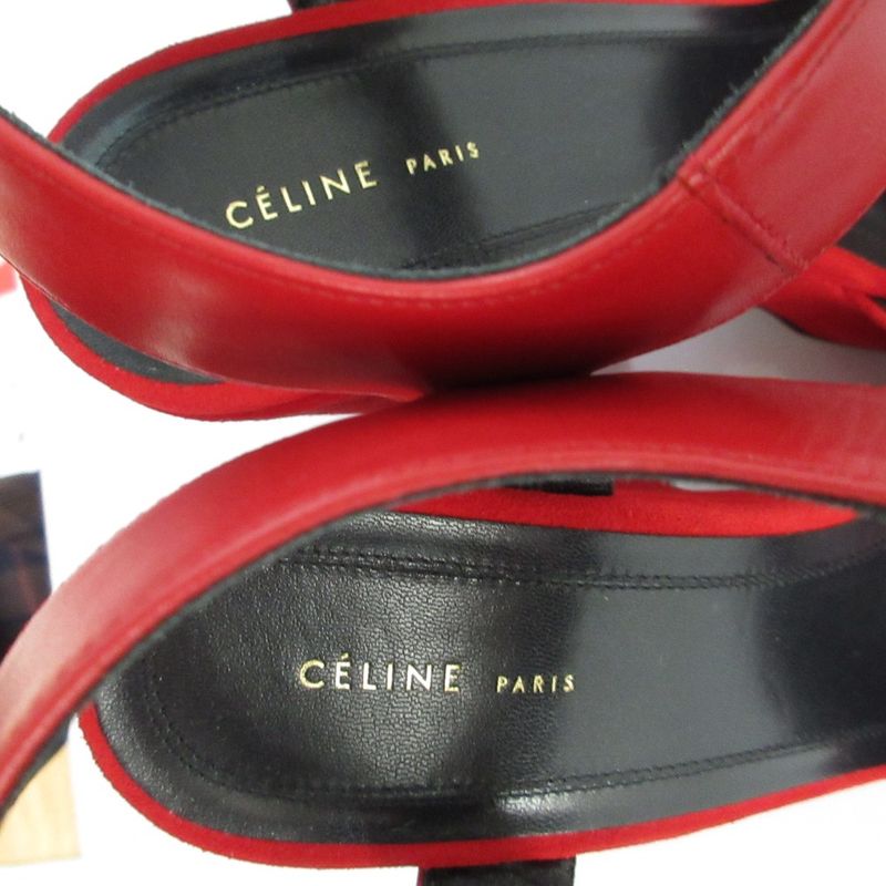 Celine Phoebe Period Ankle Strap Suede Chunky Heel Sandals Size 36 Approx 23cm