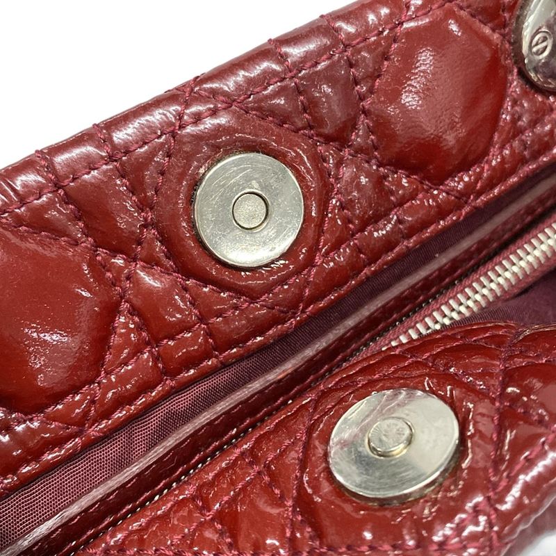 Dior/christian Dior Tote Bag Canage Stitch Red Chain Shoulder Leather
