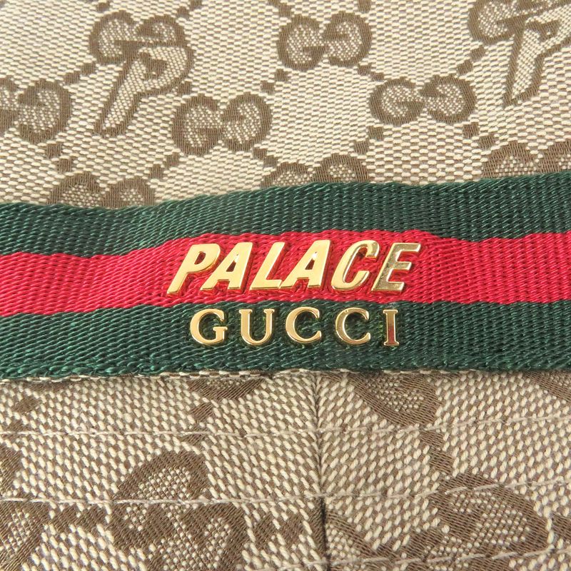 Gucci Palace Gucci Palace 726133 GG Canvas Webline Bucket Hat Beige M/58cm