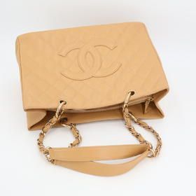 Chanel Chain Tote Bag Coco Mark Caviar Skin Reprint Tote GST