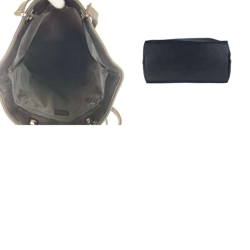 Gucci Black Silver Hardware GG Canvas/leather 31243 Tote Bag Shoulder Bag Women