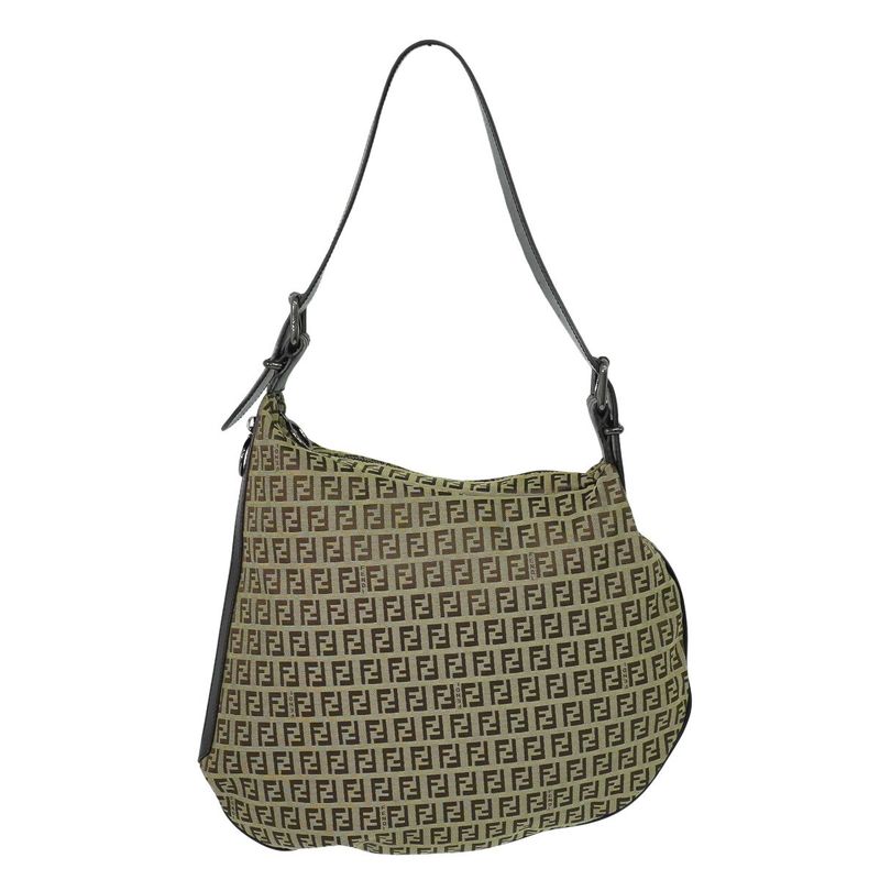 Authentic Fendi Zucchino Shoulder Bag Canvas Beige Brown 8br129 Zucchino Bag