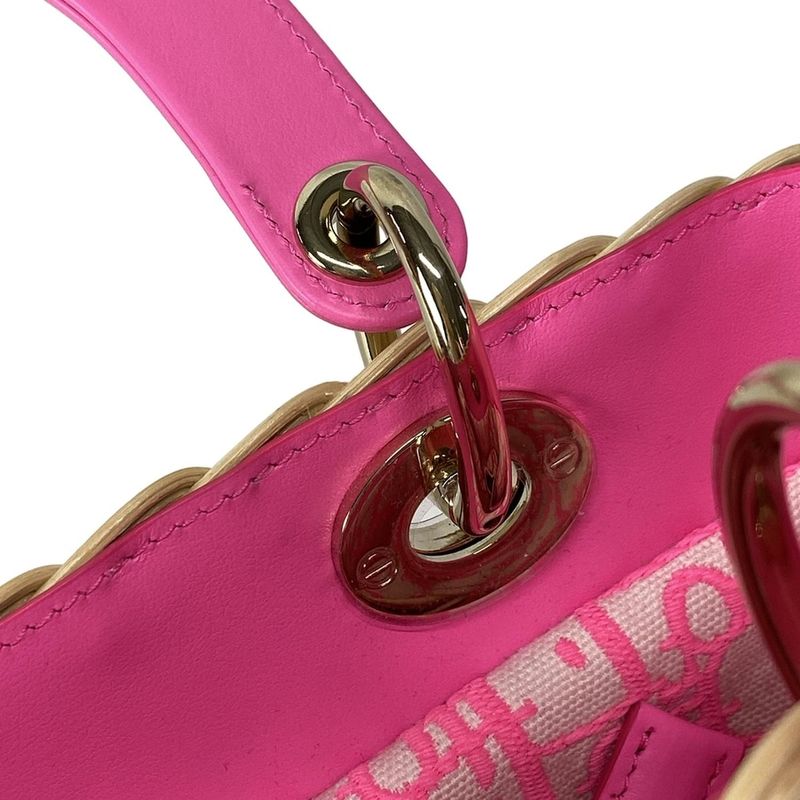 Dior/christian Dior Handbag Lady Dior Medium Bag Beige And Pink And White