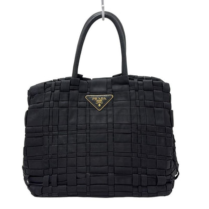 Prada Tote Bag - Black Braided Leather