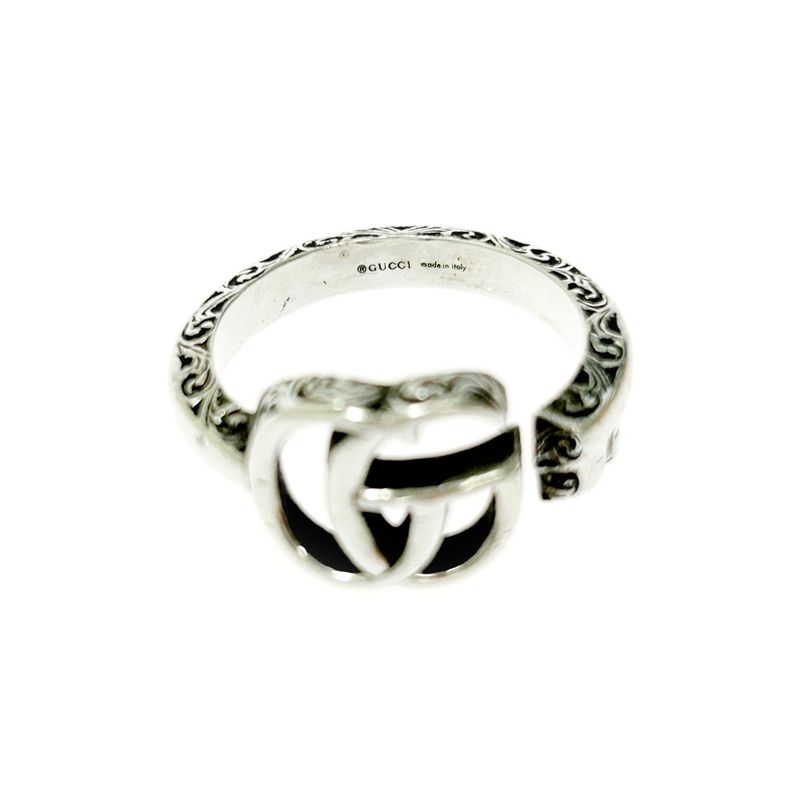 Gucci Silver Arabesque GG Engraved Edge Key Ring 5.6g 925 Engraved 394052 Ring