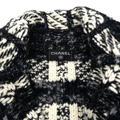 Chanel Wool Knit Coat P57376 Ladies Missing Belt