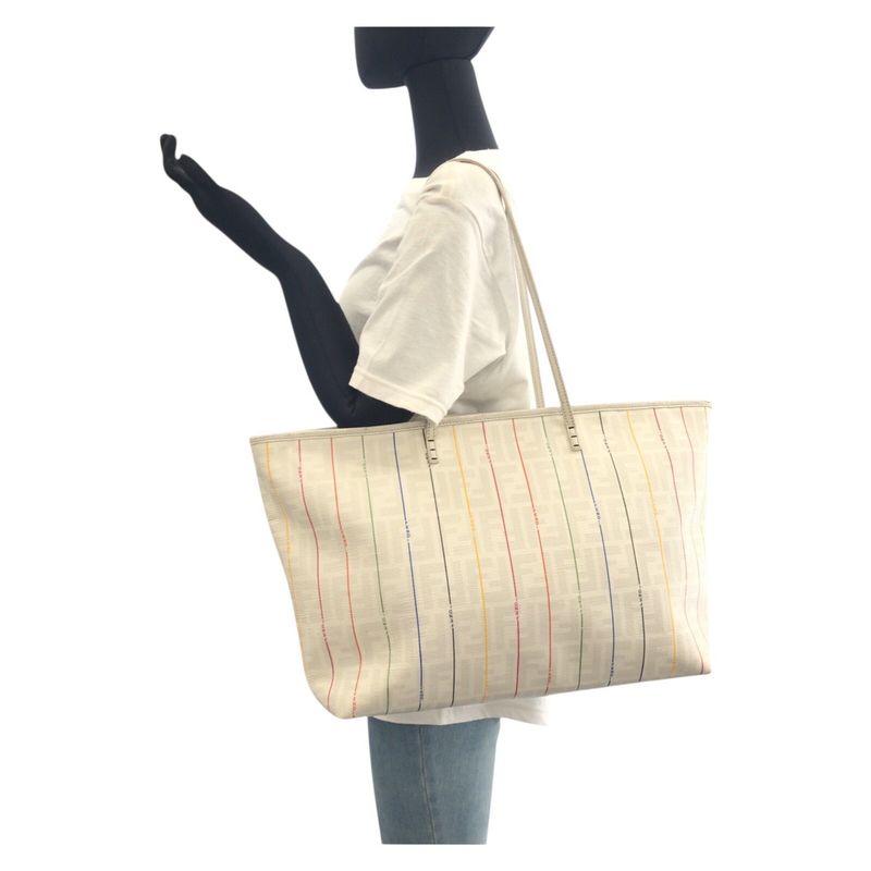 Fendi Zucca White Multicolor Leather 88h185 HQP Tote Bag Shoulder Bag Women