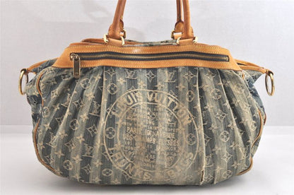Louis Vuitton Monogram Denim Cabas Rayet GM Handbag M95336 Blue 2688n