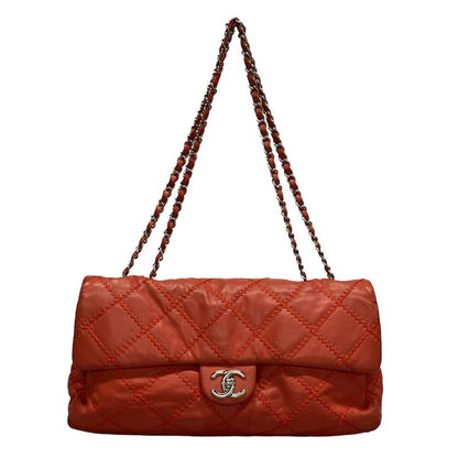 Chanel Shoulder Bag Ultra Stitch Orange Flap Bag / Silver Hardware / Chain