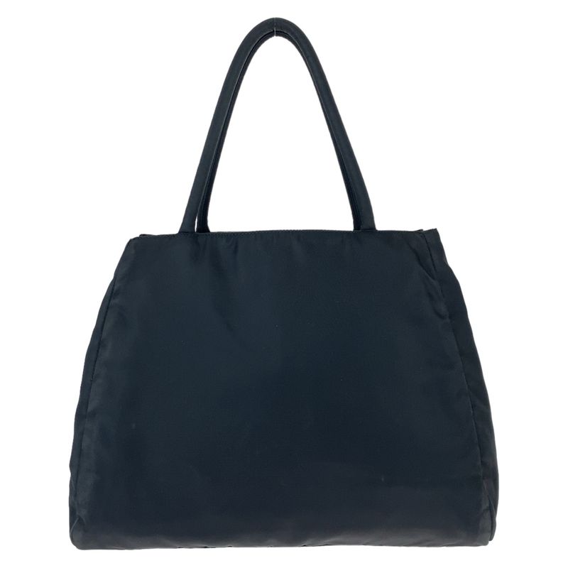 Prada Tessuto Triangle Logo Plate Black Silver Hardware Nylon Tote Bag Shoulder