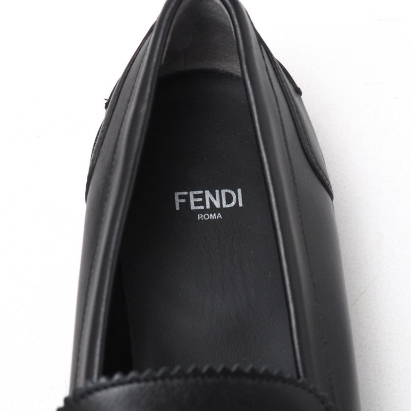 Fendi Loafers Size 40 Double F Zucca Logo Leather Shoes 20251027