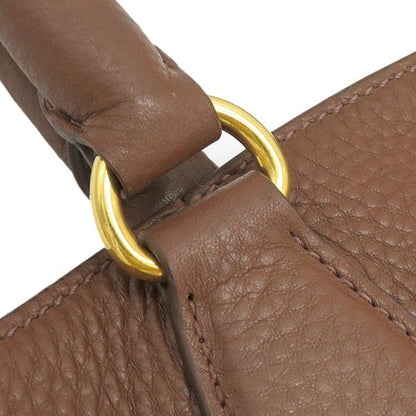 Prada 2way Bag Metal Logo Leather Paliss Andro Gold Hardware Brown Vitello Daino