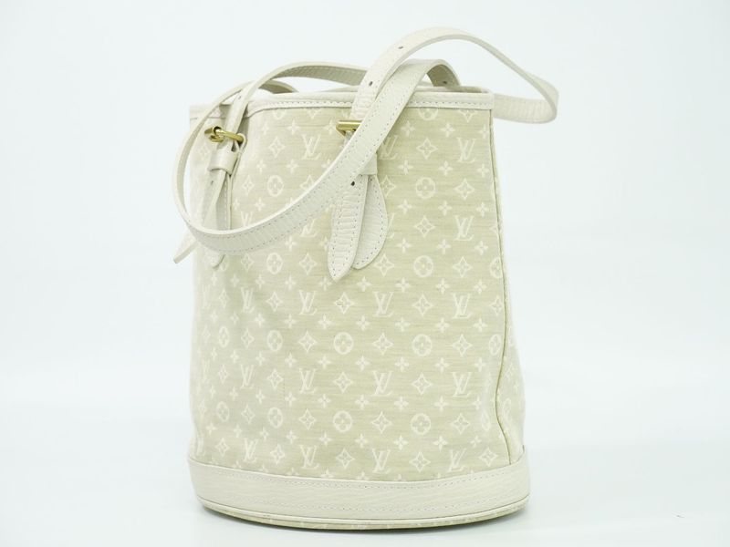 Authentic Louis Vuitton LV Bucket PM Monogram Mini Lin Shoulder Bag Tote Bag