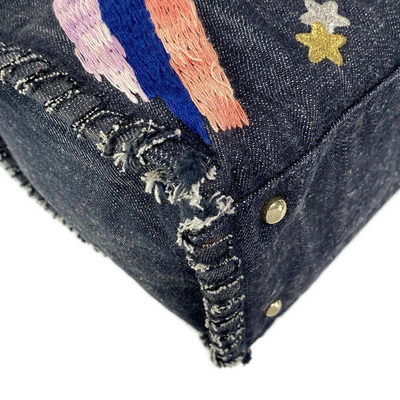 Chanel Tote Bag - Dark Navy White And Multi Embroidered Night Flight Chain