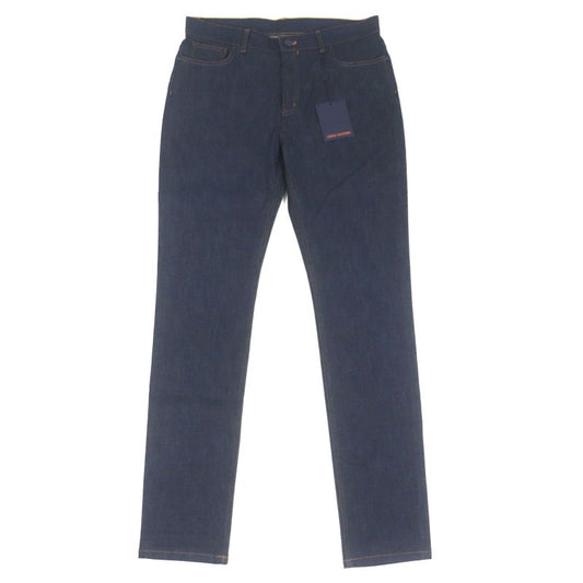  Louis Vuitton 23AW 100% Cotton Leather Straight Denim Pants With Patch And