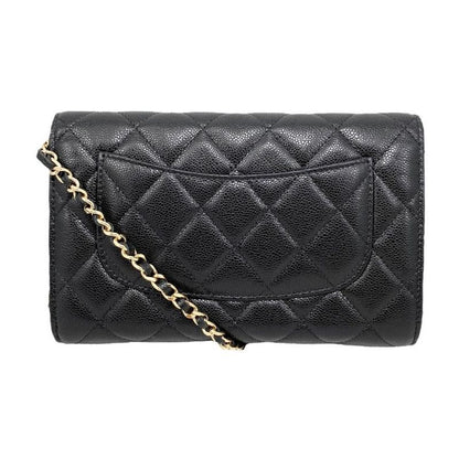 Chanel Shoulder Bag Chain Wallet Ap3876 Matelasse Caviar Skin Coco Mark Black