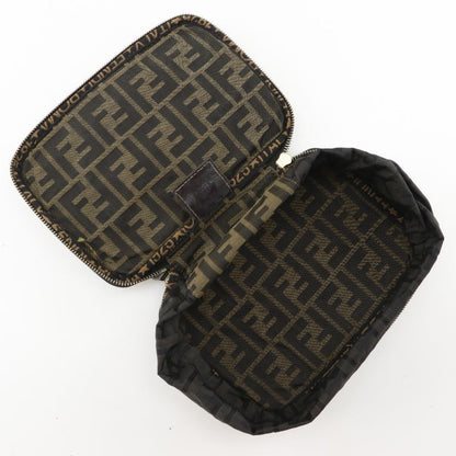 Fendi Folding Vanity Zucca Nylon Canvas Brown Women's Pouch