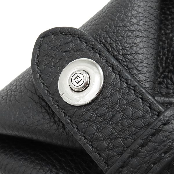 Fendi 2way Bag Selleria Siesta Small Calf Leather Black Silver Hardware Black