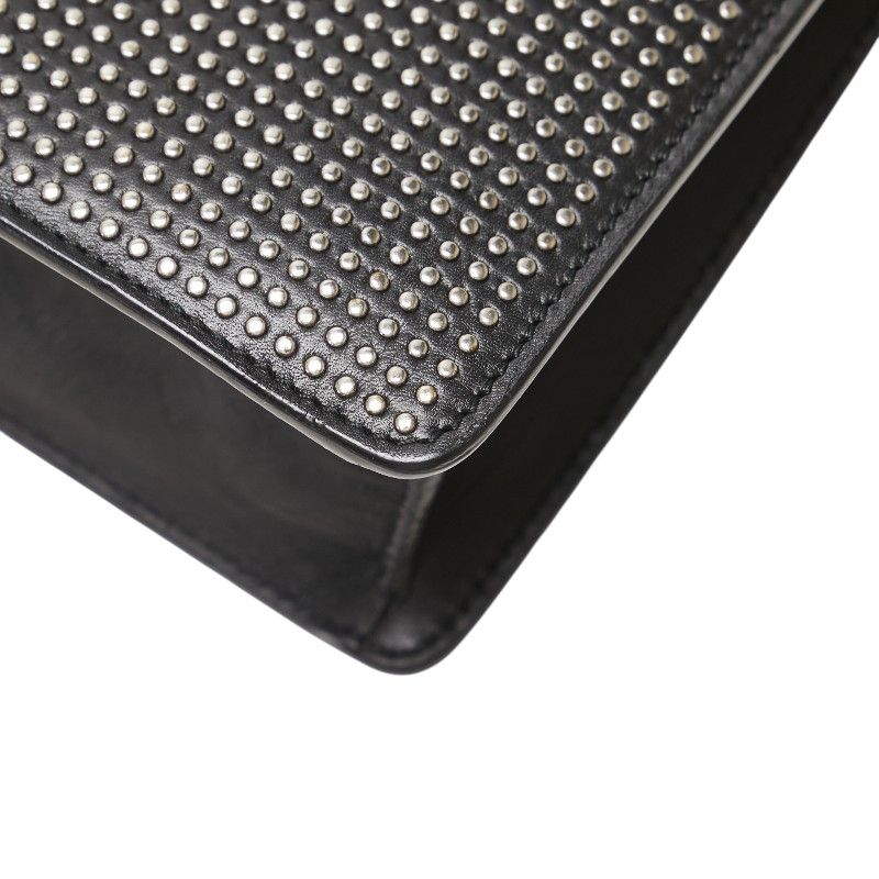 Saint Laurent Betty Studded Chain Shoulder Bag 315680 Black Silver Leather